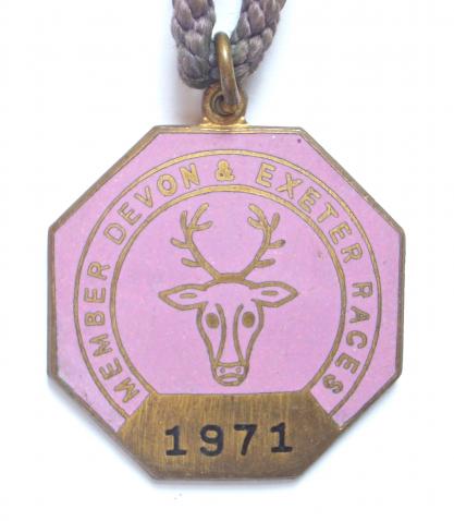 1971 Exeter Racecourse horse racing club members badge