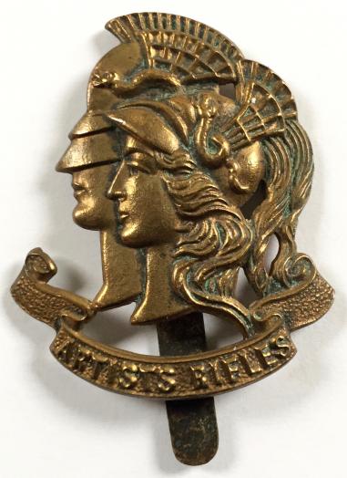 WW1 28th County of London Artists Rifles brass cap badge