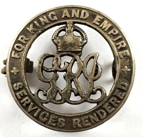 WW1 Services Rendered Silver War Badge Lincolnshire Regiment