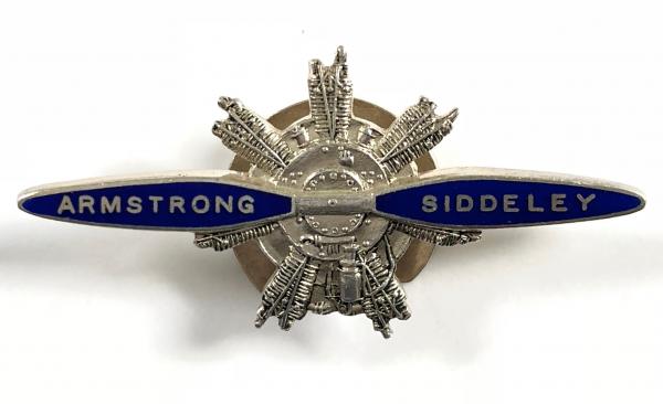 Armstrong Siddeley aircraft engines 1928 silver propeller badge