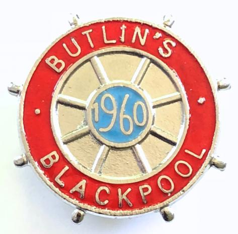 Butlins 1960 Blackpool holiday camp ships wheel badge