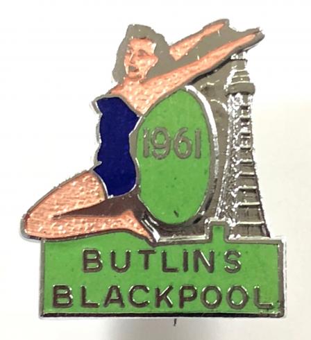 Butlins 1961 Blackpool holiday camp bathing beauty tower badge