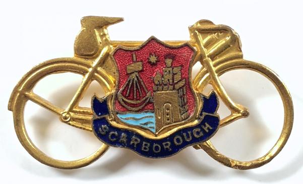 Cyclists Touring Scarborough town crest vintage bicycle badge