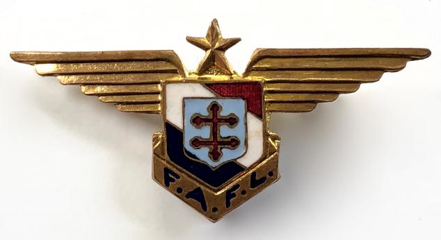 WW2 Free French Air Force pilots wing Forces FAFL supporters badge
