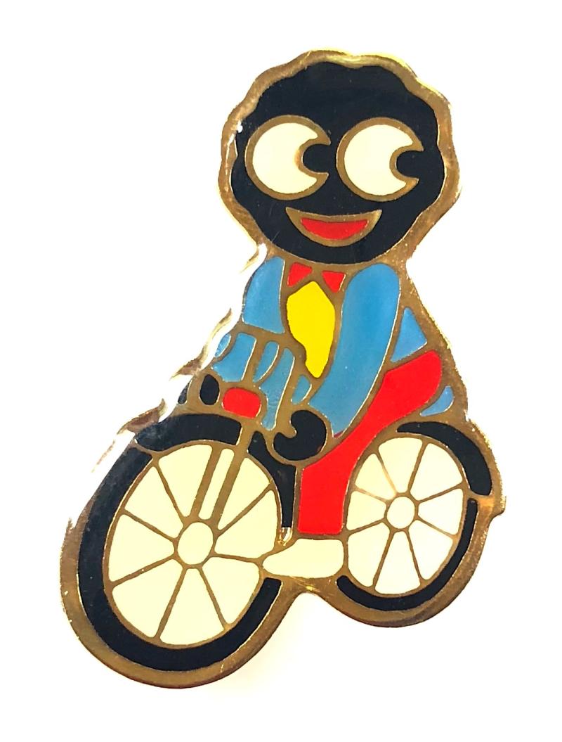 Robertsons 1980 Golly Cyclist advertising badge bubble finish
