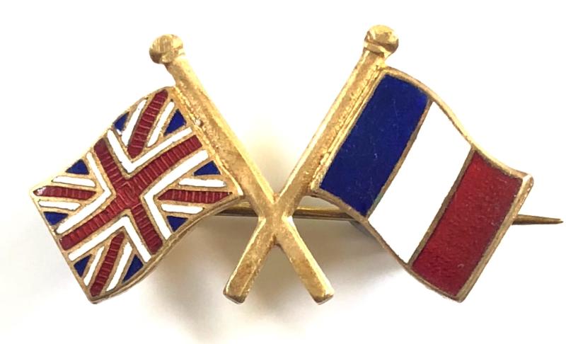 WW2 Britian and France alliance crossed flags badge