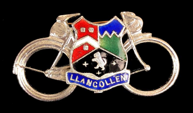 Cyclists Touring Welsh Souvenir Llangollen vintage bicycle badge